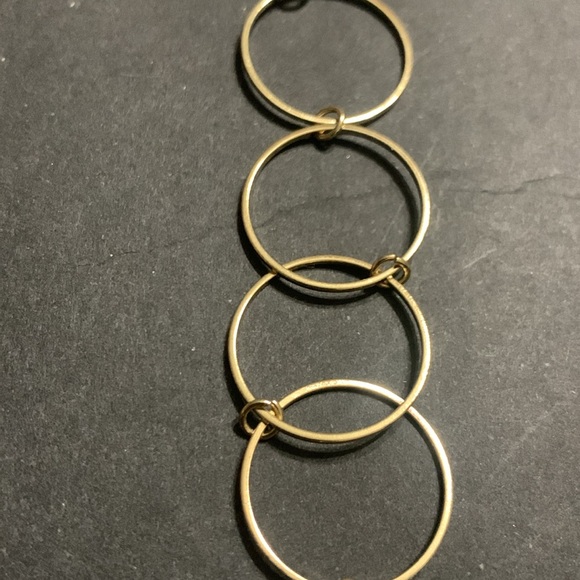 Gold circle & oval hoop necklace 28 inch - Picture 3 of 6